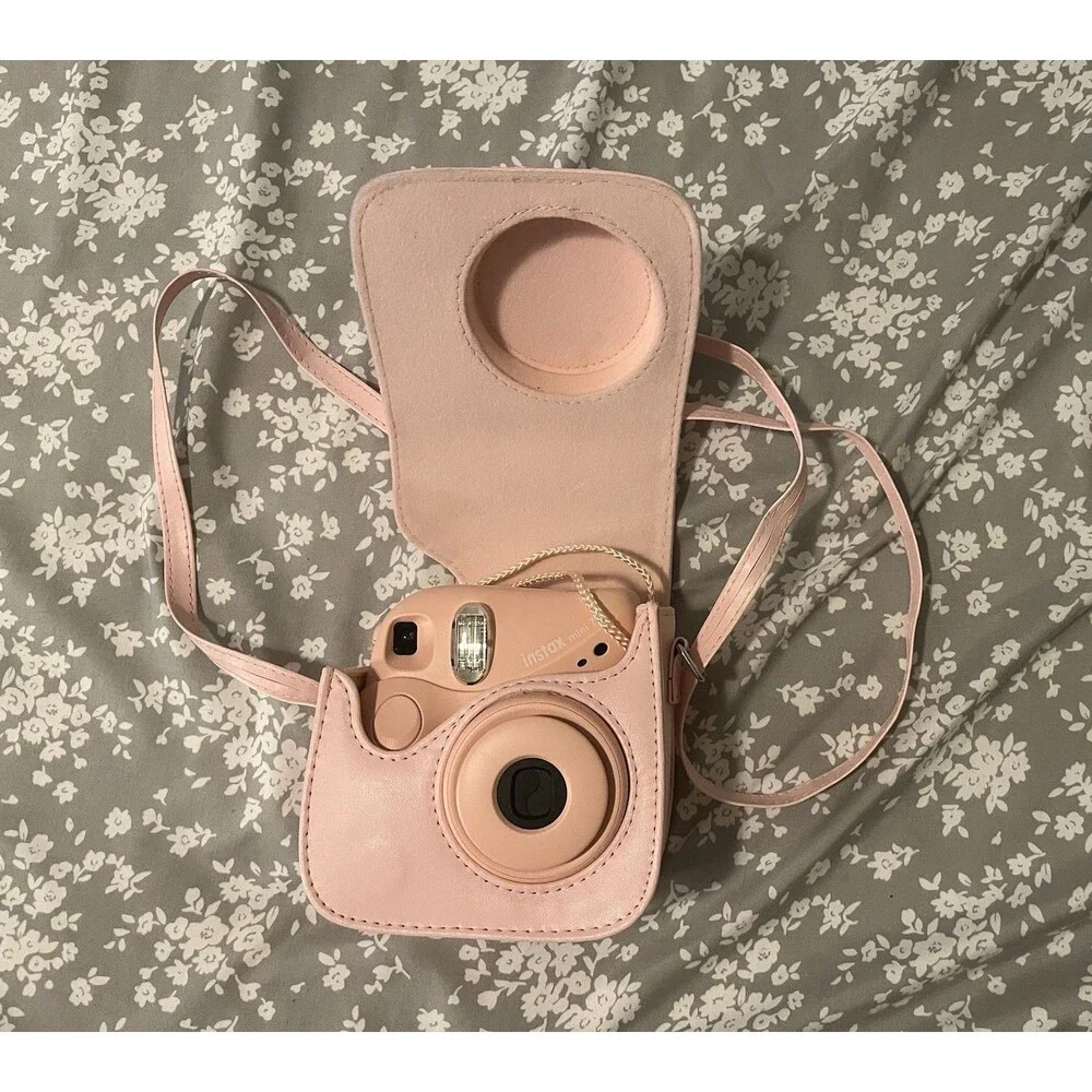 Fujifilm Instax Mini 7+ 7 Plus Instant Film Camera Pink w/ Pink Case & Strap